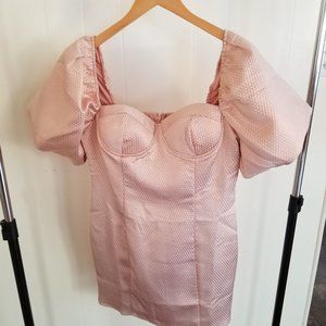 Rose Gold Puff Sleeve Mini Dress